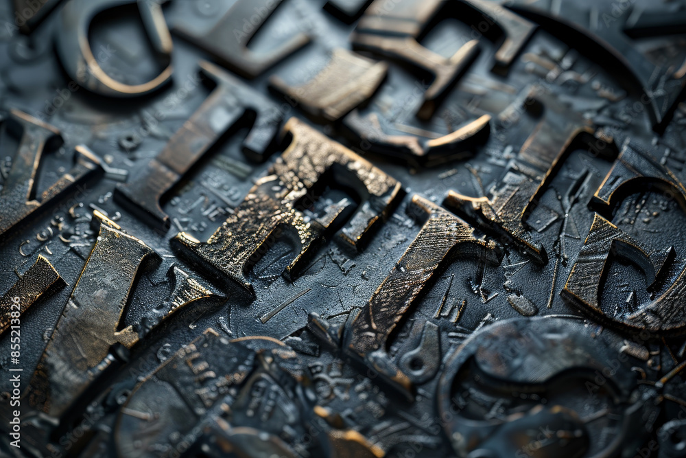 Fototapete the image is a close up of a metal surface with various letters and numbers