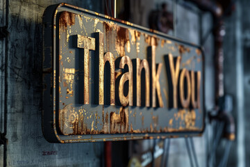 A sign that says "Thank You" is hanging on a wall
