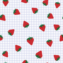 Gingham Strawberry Picnic Summer Coquette Seamless Pattern Repeat Background Textile Design