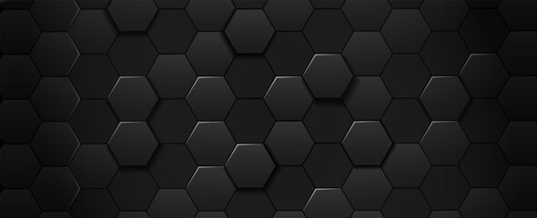 Abstract black texture background hexagon. vector