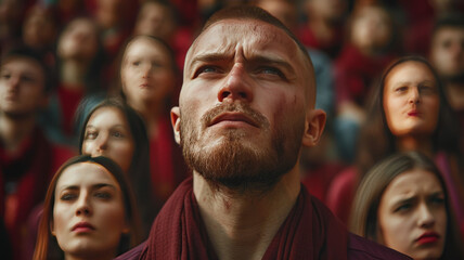 Fototapeta premium show a very emotional soccer fan Situation in a Stadium.generative ai