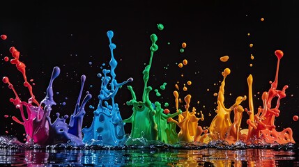 Colorful ink splashes in abstract formation