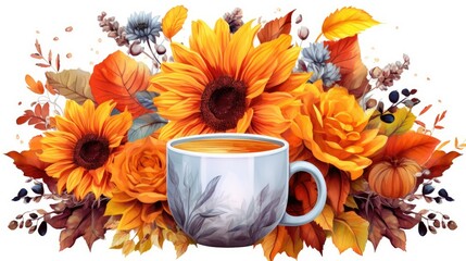 cup of coffee with flowers