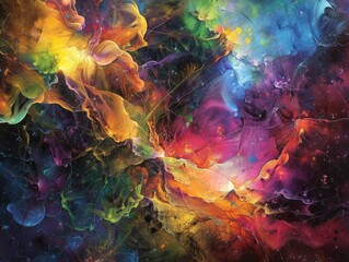 Vibrant Abstract Shapes Network - Intricate and Colorful Contemporary Art