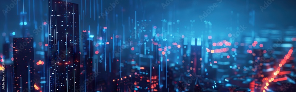 Wall mural abstract digital background science technology networks big data link 3d . ai generated illustration