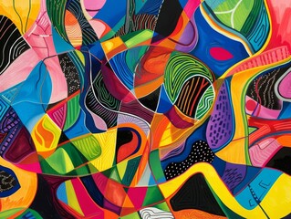 Abstract Geometric ArtworkVibrant Colors and Intricate Lines for Stock Images