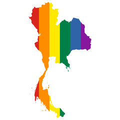 Obraz premium Thailand map contour of a pride flag vector illustration