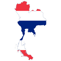 Obraz premium Thailand map contour of a flag of Thailand vector illustration