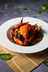 Black pepper crab, Singapore chili crab, Singaporean Cuisine, Chilli Mud Crab, Served on a white plate, Stir Fried Crab, Asian cuisine, boiled, steamed, seafood, Tarakan