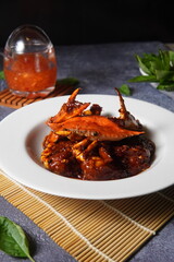 Black pepper crab, Singapore chili crab, Singaporean Cuisine, Chilli Mud Crab, Served on a white plate, Stir Fried Crab, Asian cuisine, boiled, steamed, seafood, Tarakan