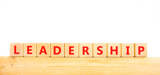 Leadership symbol. Concept word Leadership on beautiful wooden blocks. Beautiful white background. Business leadership concept. Copy space.