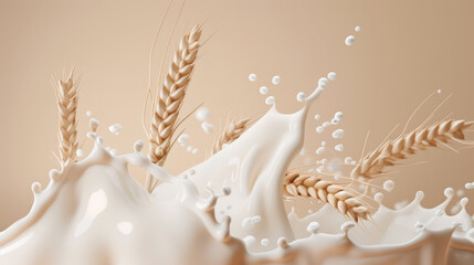 Harvest Freshness Milk Splash with Golden Wheat Ears