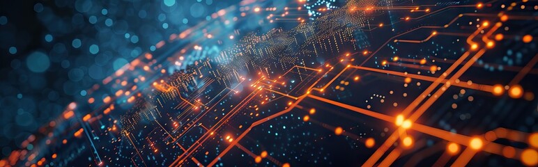 Obraz premium Futuristic city, skyscraper, with wavelengths, abstract color lines, night scene, bright ambience, intricate lights, smart city concept. Digital illustration, mixed media. AI generated illustration