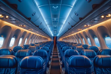 Air travel luxury: spaciousness emphasized in empty seats.