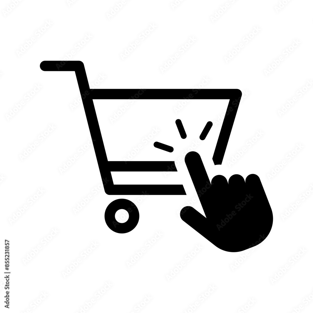 Wall mural shopping cart with click hand cursor icon