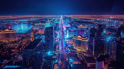 Obraz premium High-angle shot of the Las Vegas Strip illuminated at night