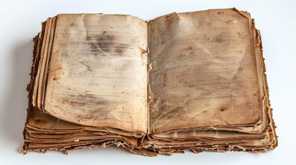 Isolated notebook with aged sheets