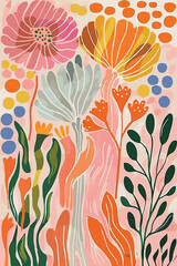Vibrant abstract illustrations featuring bold, colorful botanical elements and strawberries. Perfect for modern designs, backgrounds, and decor. These playful, organic shapes bring a touch of nature t