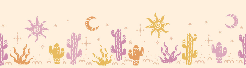 Desert spirits seamless pattern, hand drawn ornaments, great for fabrics, wallpapers, surfaces - vector design