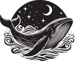 Whale design silhouette vector art work JPGE & EPS file
