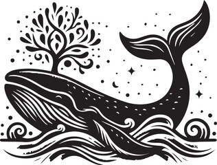 Whale design silhouette vector art work JPGE & EPS file