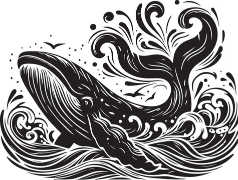 Whale design silhouette vector art work JPGE & EPS file