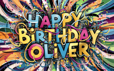Colorful Happy Birthday Oliver Design