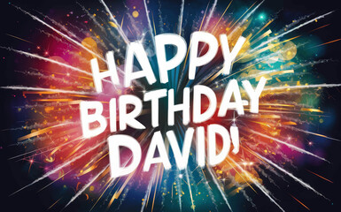 happy birthday David fireworks greeting card