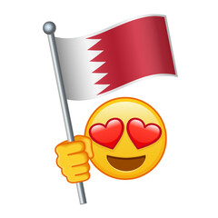 Emoji with Bahrain flag Large size of yellow emoji smile
