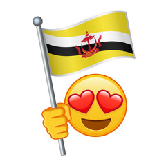 Emoji with Brunei flag Large size of yellow emoji smile