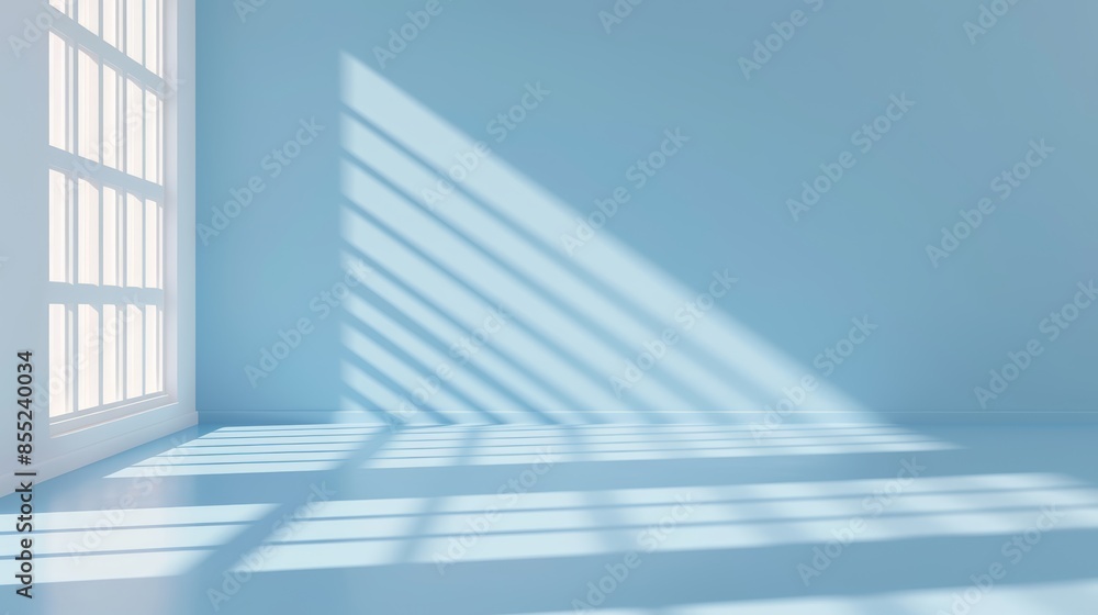 Aufkleber minimalistic light blue abstract scene, shadows and light cast by window, creating a tranquil and so