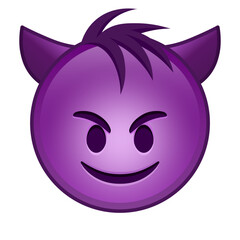 Obraz premium Smiling face with horns Large size of yellow emoji smile with hair
