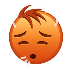 Sweaty face Large size of red emoji smile with hair