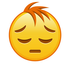 Thoughtful face Large size of yellow emoji smile with hair