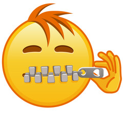 Zipper-Mouth face Large size of yellow emoji smile with hair