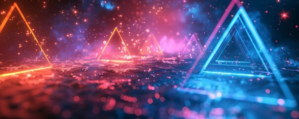 Futuristic glowing neon video game background with vibrant colors and dynamic light effects