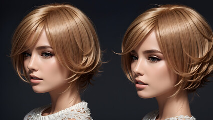 Naklejka premium Stylish hair wig with trendy design