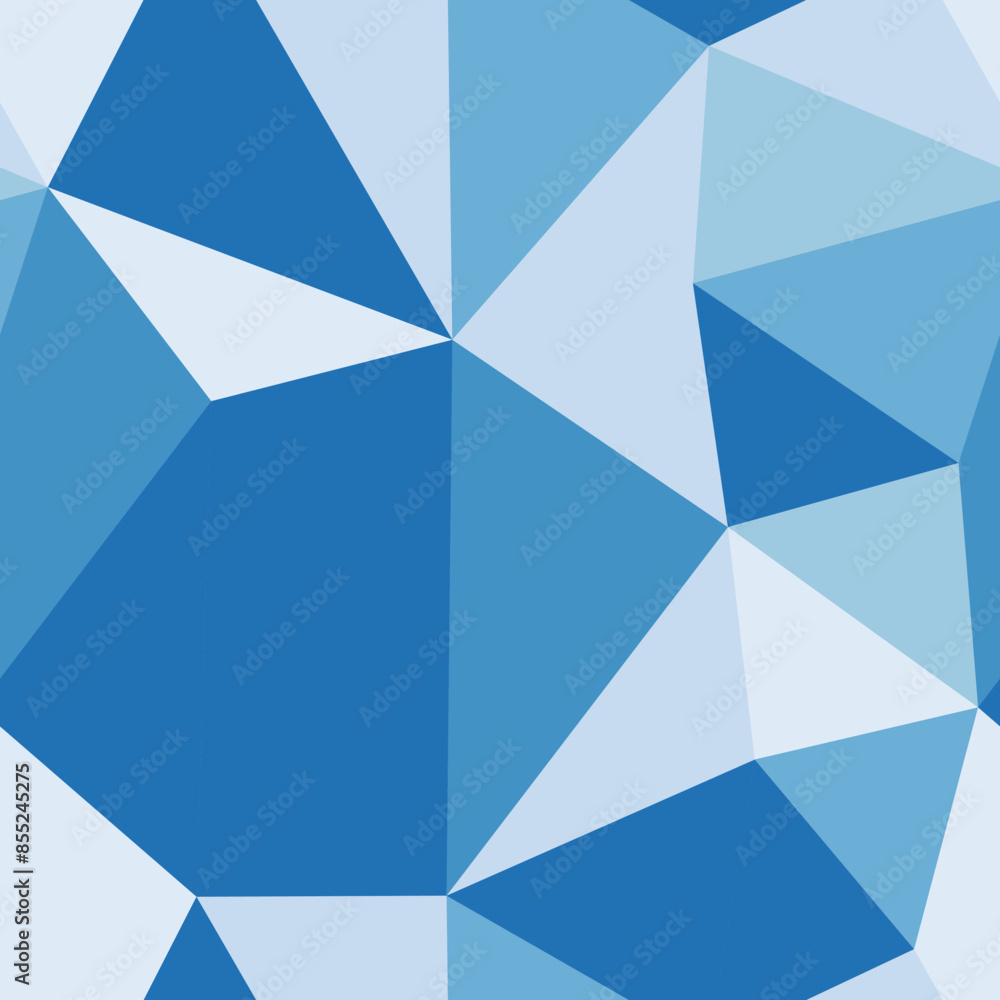 Poster mosaic triangles shapes background. big triangles size. repeatable pattern. blue sky color palette. 