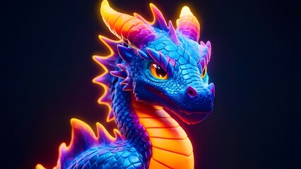 glowing dragon illustration in vibrant blue and orange hues, representing fantasy art, creative digital designs, mythical creatures, and visually stunning concepts for storytelling