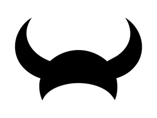 Black silhouette of a Viking helmet isolated on a white background. Concept of Norse mythology, medieval history, warrior icon, minimalist style.