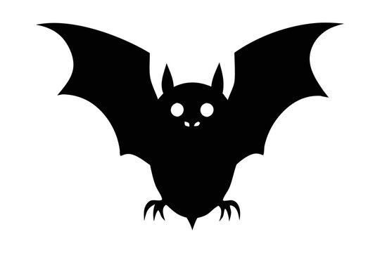 recommend clip art: Black silhouette of a bat isolated on a white background. Concept of nocturnal wildlife, Halloween symbol, minimalist style, mysterious creature. Print, icon, design element.