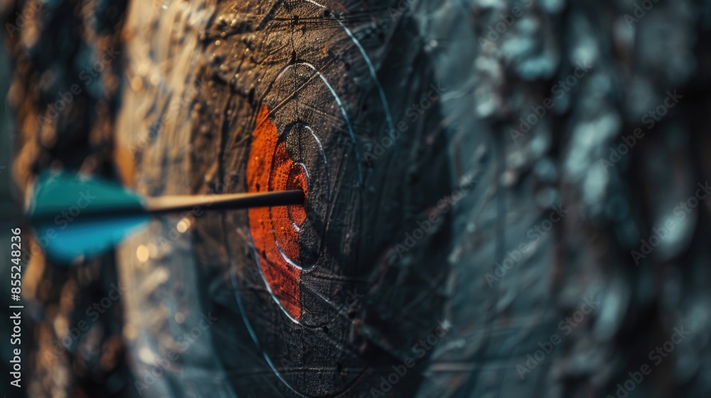 Poster An arrow is embedded in the center of a target