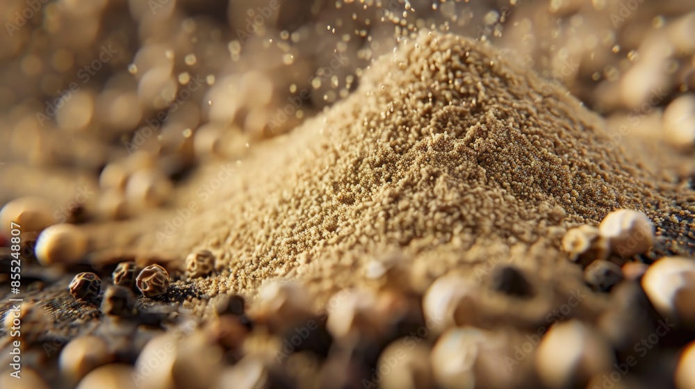 Poster a compacted pile of sand sits atop a table, with a flat surface and perhaps some decorative features