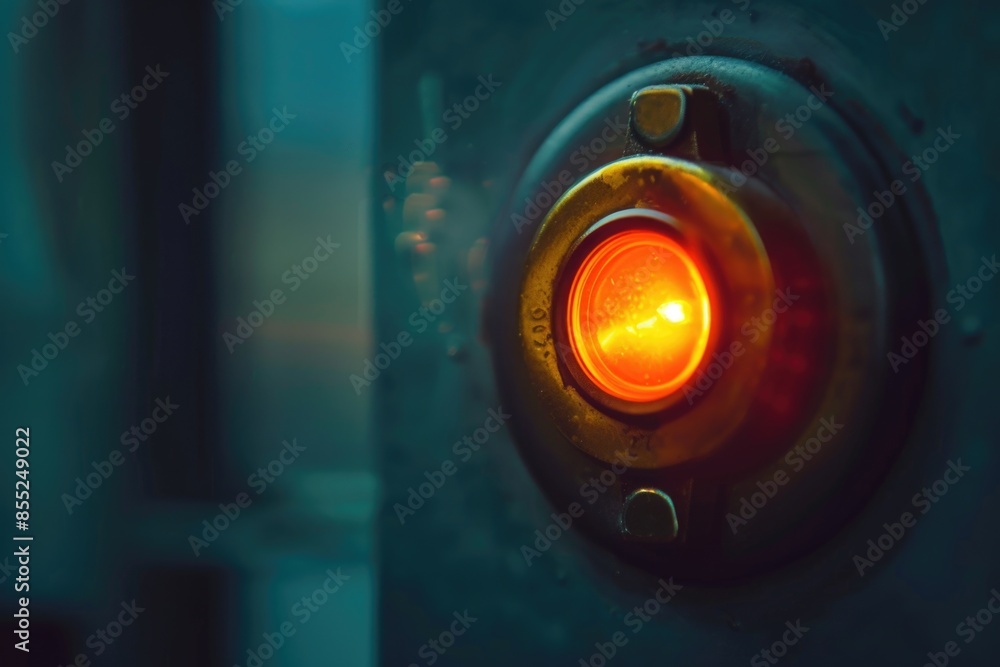 Poster A close-up view of a traffic light displaying a red signal