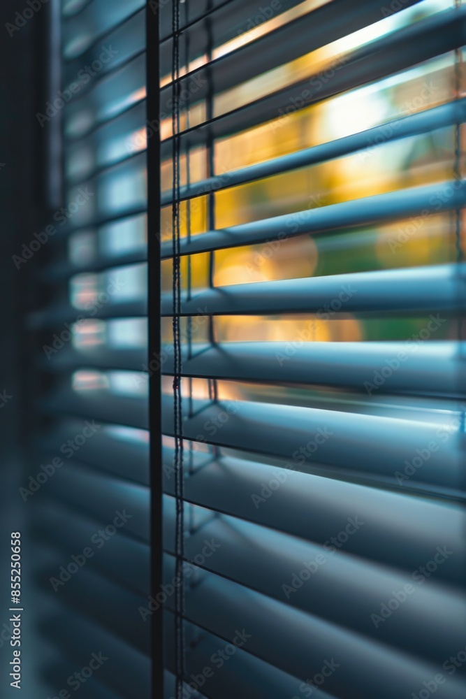 Poster a close-up shot of a window with blinds closed
