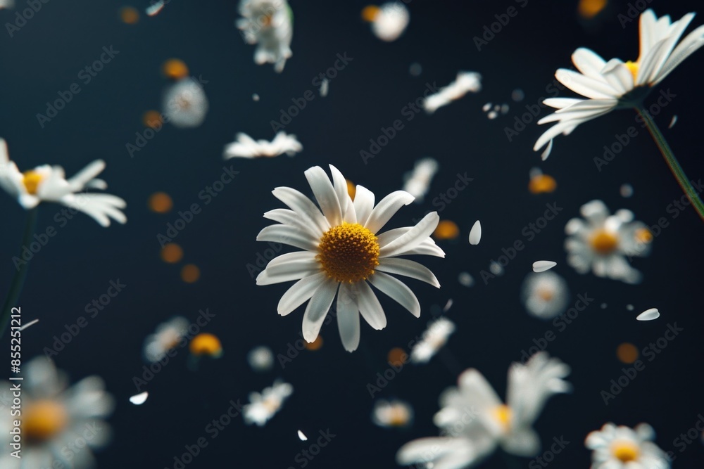 Poster a close-up shot of a flower against a dark background, ideal for use in designs where contrast is ke