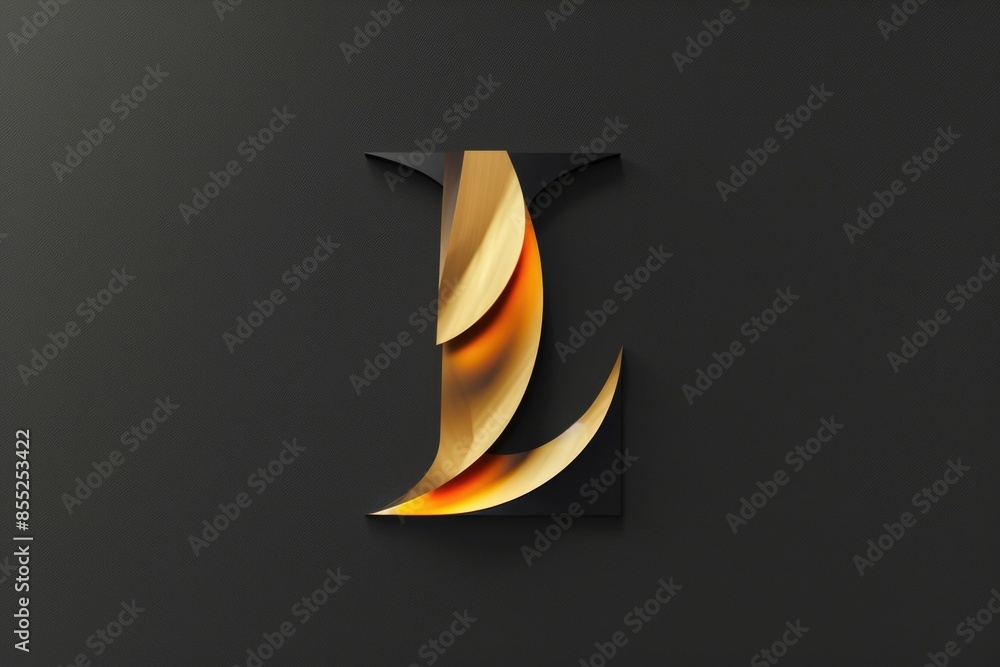 Wall mural A gold letter j is written on a black wall, making for a striking visual display