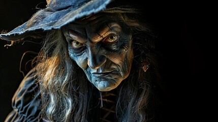 Creepy Witch Portrait with Intense Expression