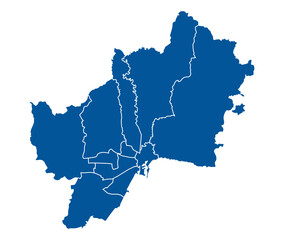 Outline blue map of Malaga