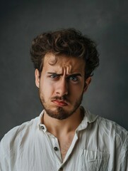 Fototapeta premium A person expressing an emotion with their facial expression